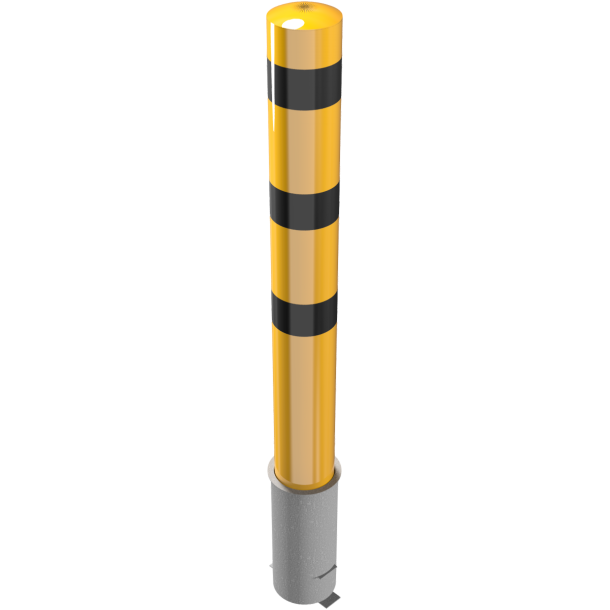 Bollard | steel tube  193 x 3,6 mm | yellow / black | Removable without fastener | With welded steel cap, incl. base sleeve Item no. 40191_10 | total length: 2000 mm | with welded steel cap
